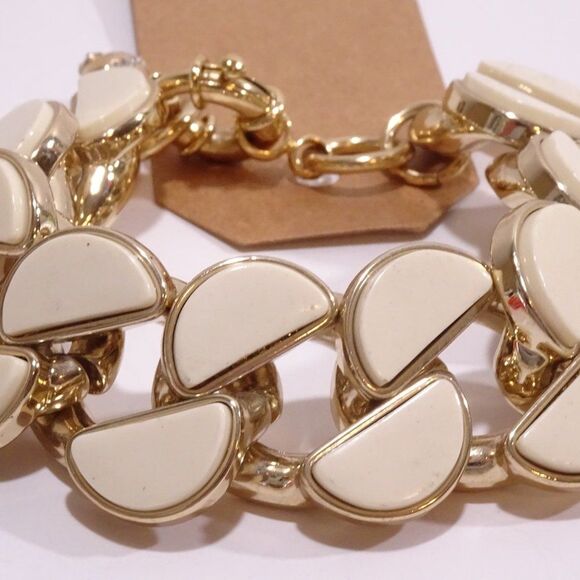 Lee Angel  Half-Moon Howlite and Steel bracelet NWT $198.00 CRM gold Neiman Marc - Picture 1 of 8